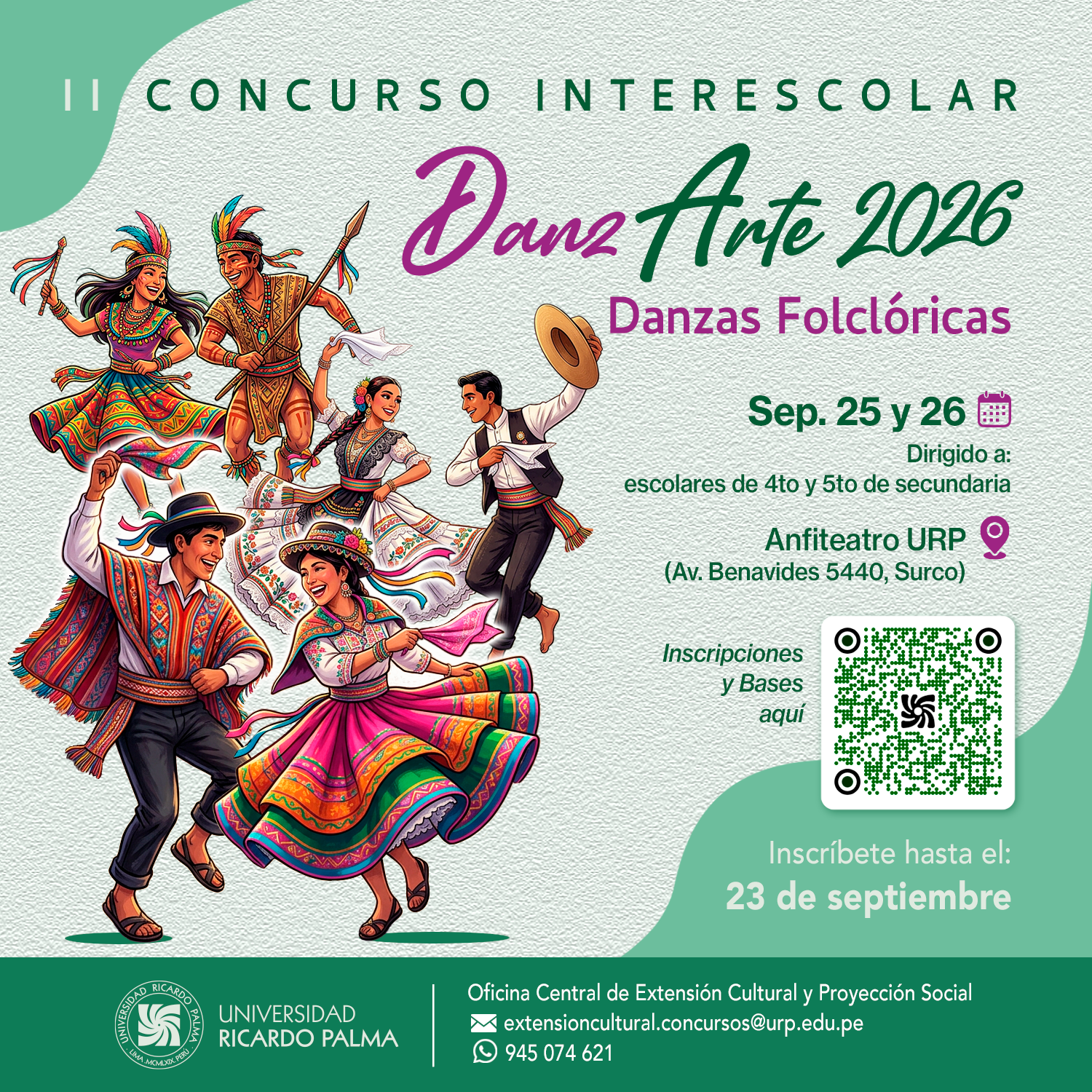 II Concur o de Dibujo y Pintura 'In pira'In cripcione : Ha ta el 20 de MayoHora: 10:00 a.m.Lugar: Campu  de la Univer idad Ricardo Palma (Av. Benavide  5440, Surco).Ba e   e in cripcione