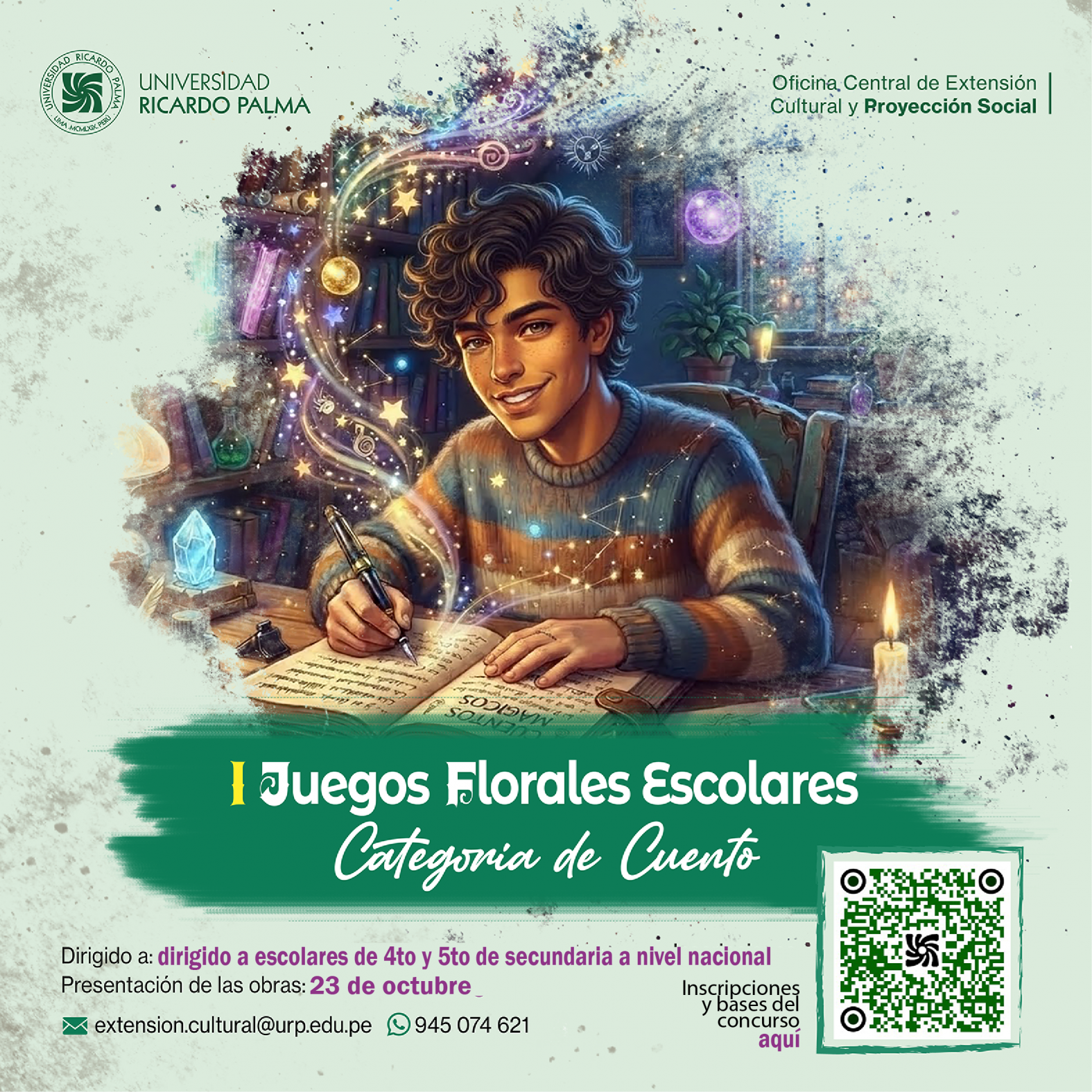 II Concur o de Dibujo y Pintura 'In pira'In cripcione : Ha ta el 20 de MayoHora: 10:00 a.m.Lugar: Campu  de la Univer idad Ricardo Palma (Av. Benavide  5440, Surco).Ba e   e in cripcione