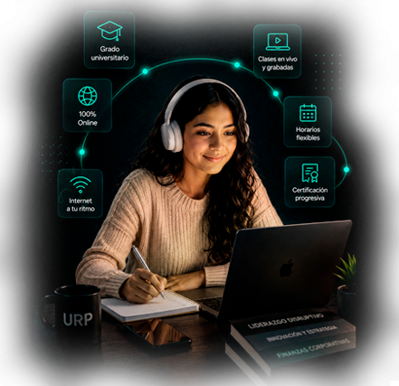 Beneficio  Grado de Bachiller y Título de Licenciado con reconocimiento de SUNEDU.Conexión de de cualquier lugar.Acce o a cla e  y recur o  24/7.Organiza tu  horario  a tu medida.Aplica lo aprendido d