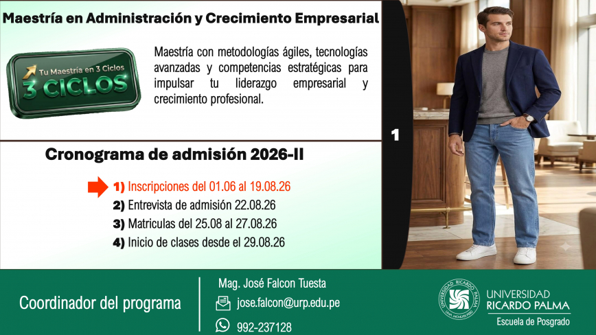 Mae tría enAdmini tración y Crecimiento Empre arialBienvenidaComparte e ta página: