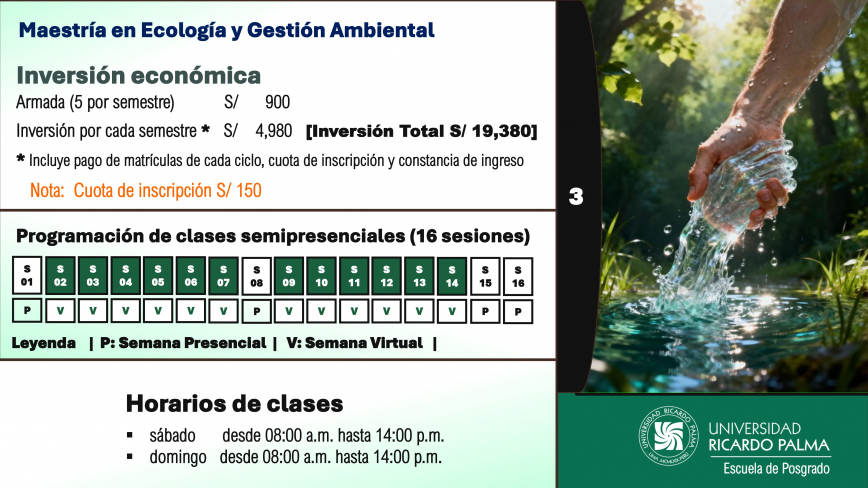 Mae tría enEcología y Ge tión AmbientalIn cripción al proce o de admi ión 2026-IIA. Pa o a pa o para pagar el derecho de in cripciónEn la primera etapa  e cancela únicamente el derecho de in cripción