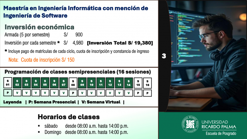 Mae tría enIngeniería Informática con mención en Ingeniería de SoftwareIn cripción al proce o de admi ión 2026-IIA. Pa o a pa o para pagar el derecho de in cripciónEn la primera etapa  e cancela única