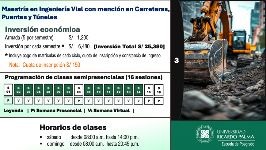 Mae tría enIngeniería Vial con Mención en Carretera , Puente  y Túnele In cripción al proce o de admi ión 2026-IIA. Pa o a pa o para pagar el derecho de in cripciónGenere ha ta el día miércole  12 de