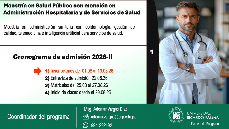 Mae tría enSalud Pública con Mención en Admini tración Ho pitalaria y de Servicio  de SaludPre entación
