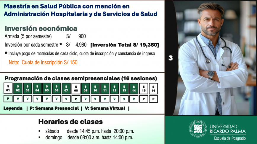 Mae tría enSalud Pública con Mención en Admini tración Ho pitalaria y de Servicio  de SaludIn cripción al proce o de admi ión 2026-IIA. Pa o a pa o para pagar el derecho de in cripciónEn la primera et