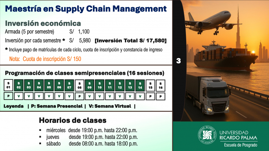 Mae tría enSupply Chain ManagementIn cripción al proce o de admi ión 2026-IIA. Pa o a pa o para pagar el derecho de in cripciónGenere ha ta el día miércole  12 de ago to de 2026 el documento de pago.