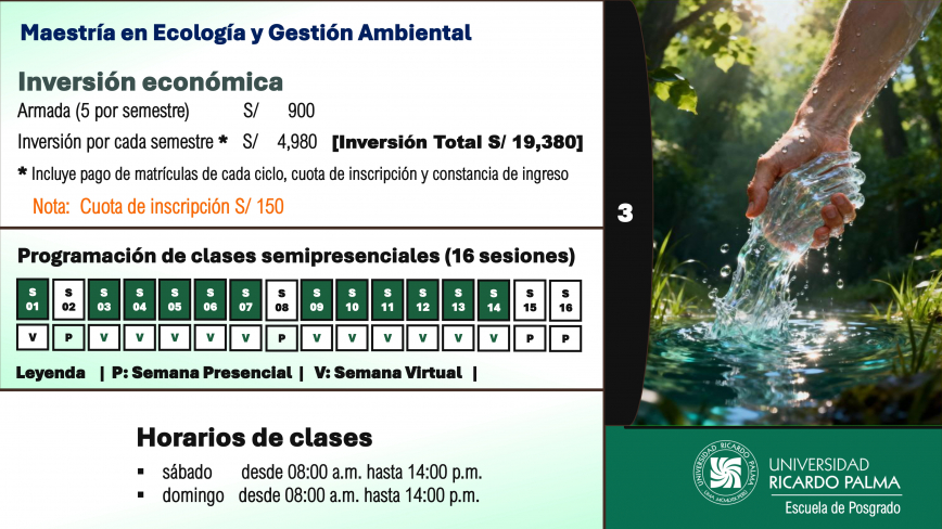 Mae tría enEcología y Ge tión AmbientalIn cripción al proce o de admi ión 2026-IIA. Pa o a pa o para pagar el derecho de in cripciónEn la primera etapa  e cancela únicamente el derecho de in cripción
