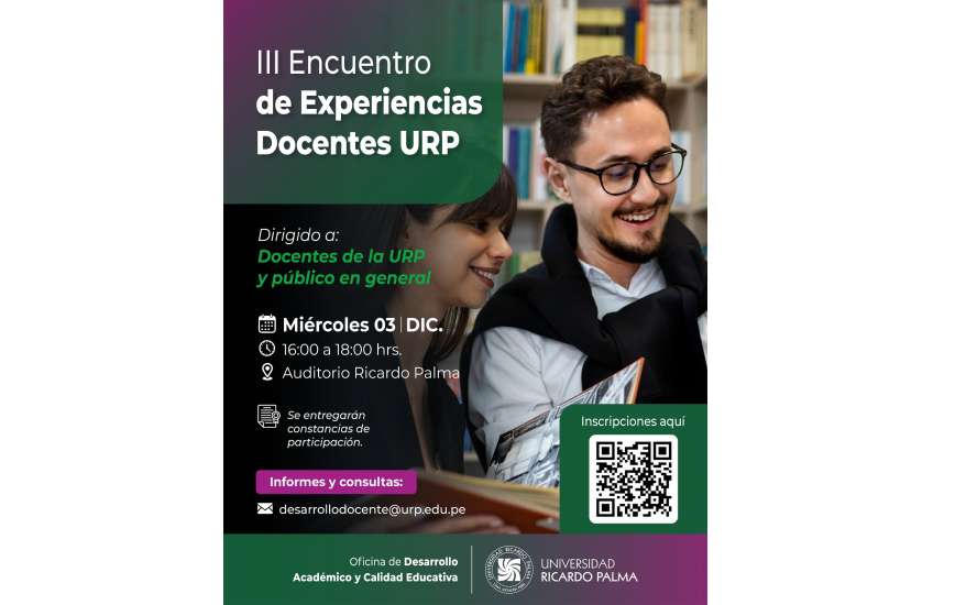 URP realizará el III Encuentro de Experiencias Docentes: un espacio para compartir innovación y fortalecer la enseñanza universitaria